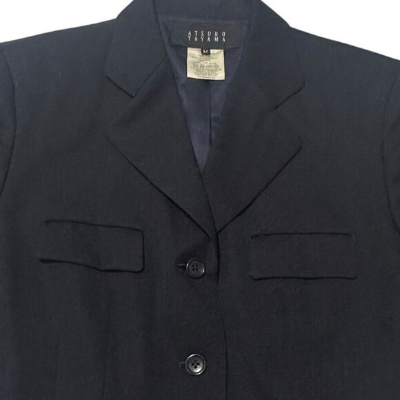 Vintage 90s Atsuro Tayama Blue Wool blazer Jacket, Size M - Picture 12 of 15